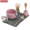 Pink Japanese Matcha Tea Set 4-8 Piece Matcha Powder Kit Matcha Bowl Set Whisk AccessoriesHolder for Tea Lovers Tea-Making Tools