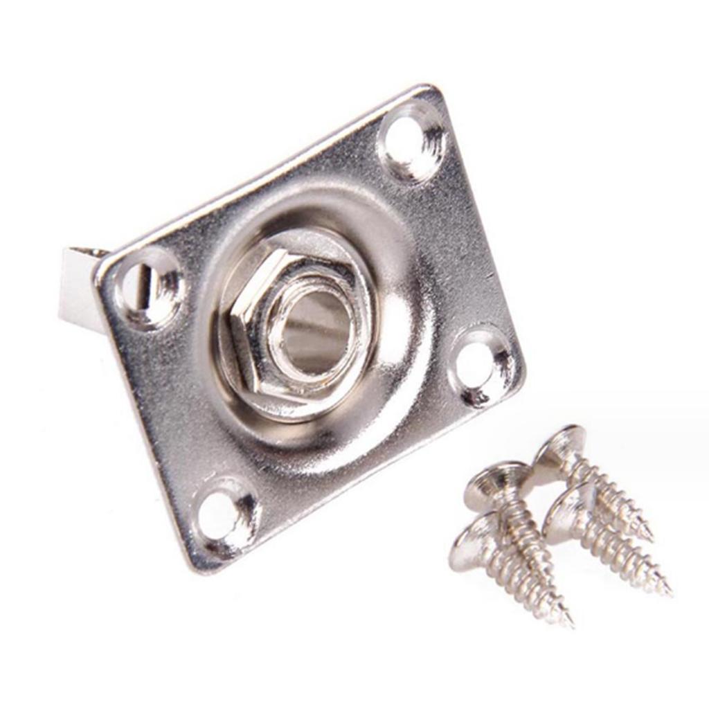 Guitar Input Output Jack Socket Plate Rectangular 1/4 Inch (6.35mm) with Mounting Screws for Electric Guitar Bass Parts