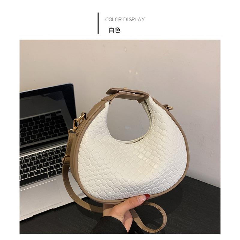 

Spring new fashion simple casual commuter crescent bag retro portable shoulder messenger women s bag tide белый