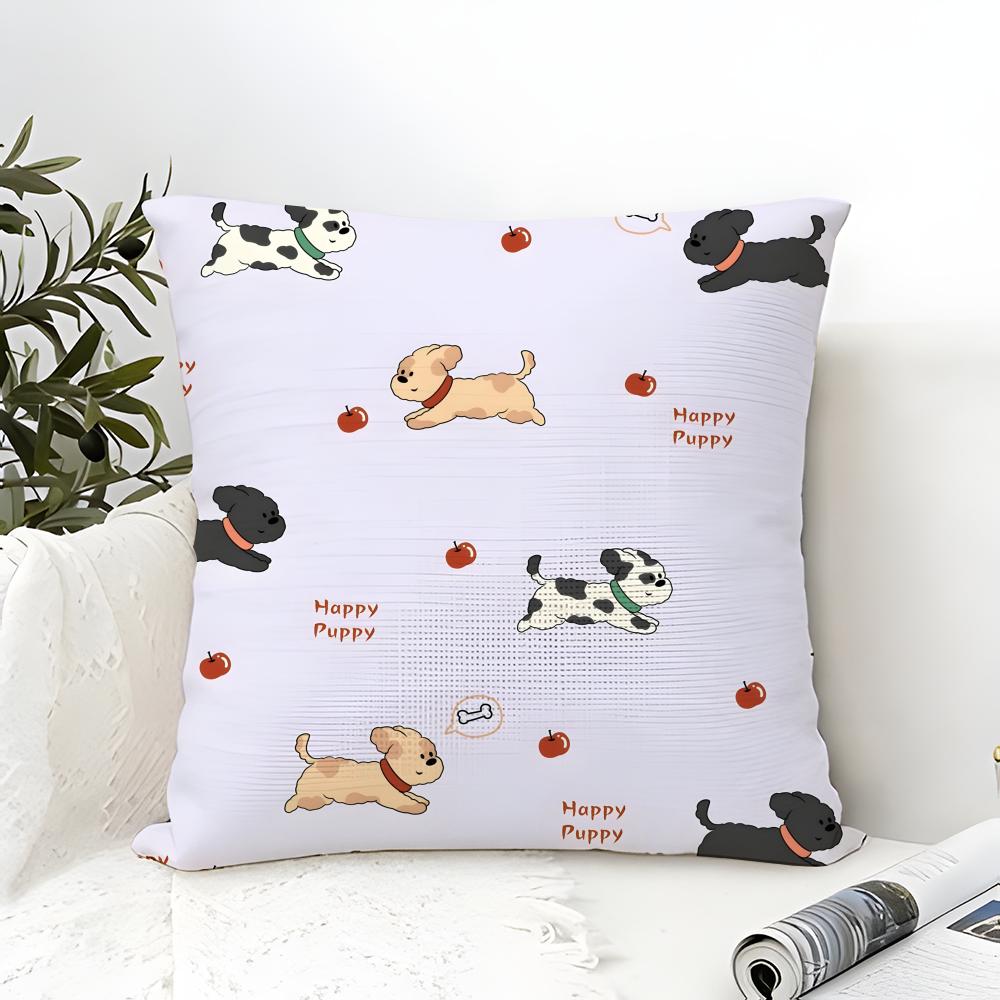 Cute Running Spotted Dog Pillow Case Linen Pillow Case Sofa Home Decor Cushion Cover Cushion Cove
