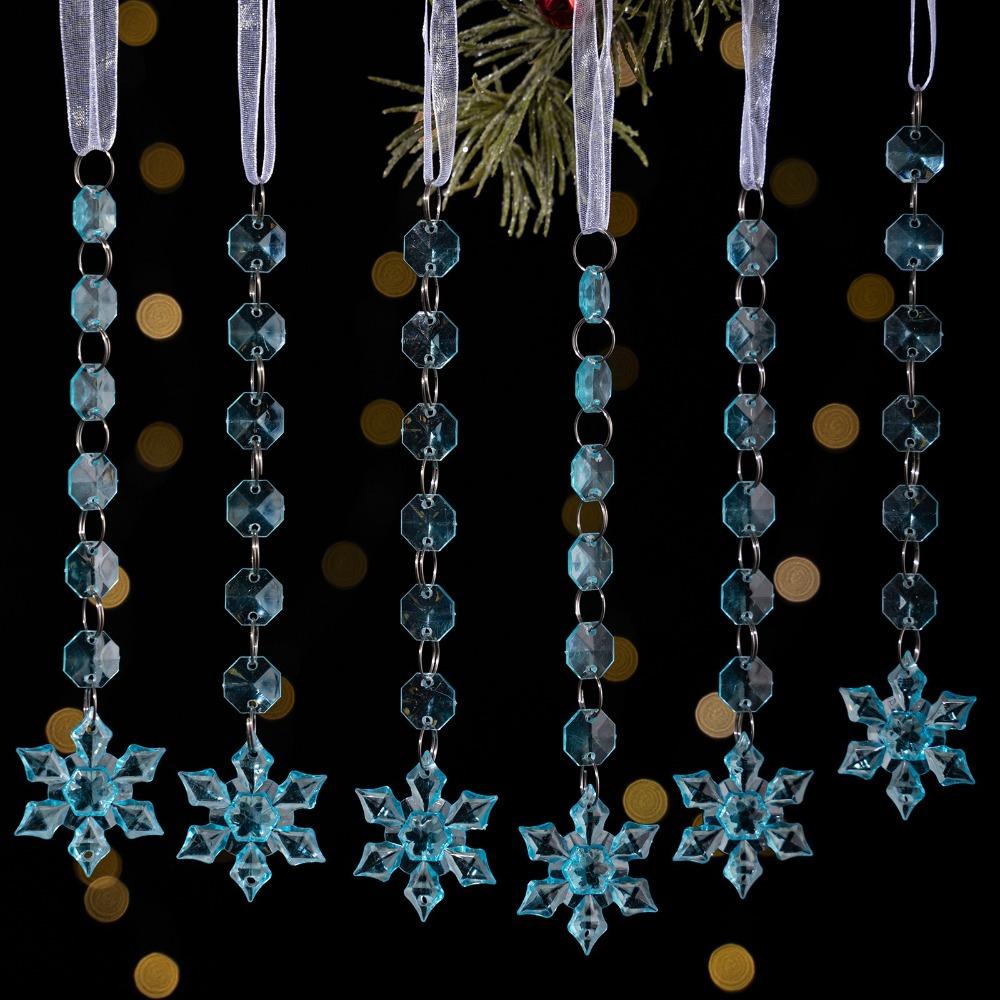 6pcs/set Transparent Acrylic Ice Pendants Sparkling Acrylic Christmas Tree Hanging Crystal Prisms Icicle Water Drop Ornament