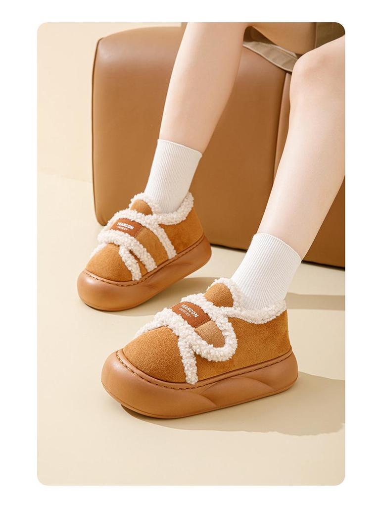 Women's 2025 Indoor/Outdoor Plush Winter Slippers: Thick-Soled, Warm Cotton, Closed-Heel.