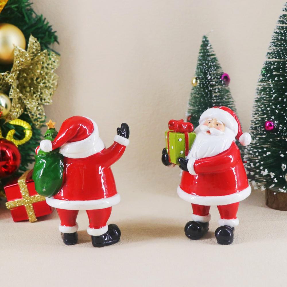 Mini Christmas Santa Figurine New Year Home Decoration Christmas Fireplace Desktop Ornament Resin Handicrafts Christmas Present