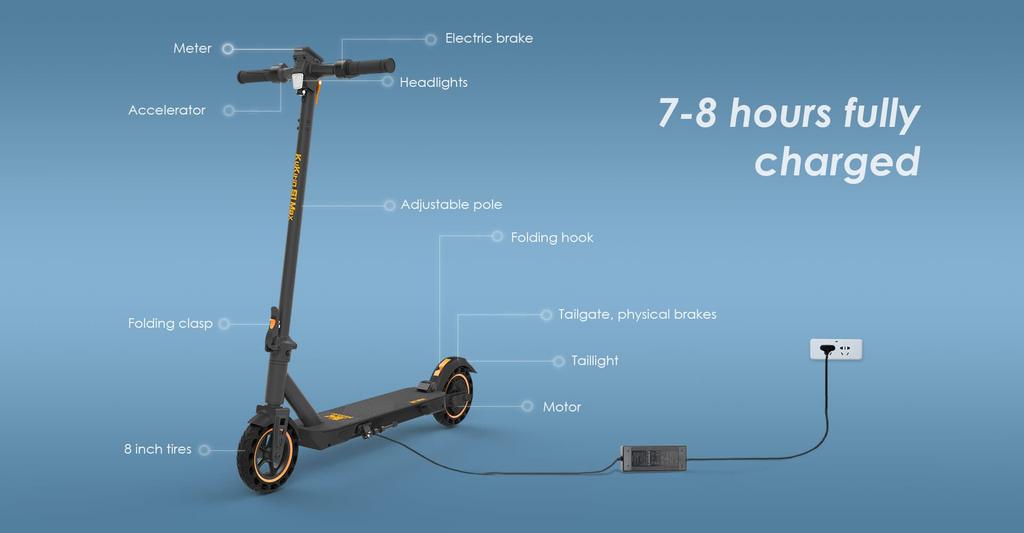 KuKirin S1 Max 350W foldable electric scooter, 36V 10.4Ah, 39km range, 30km/h speed, suitable for city commuting