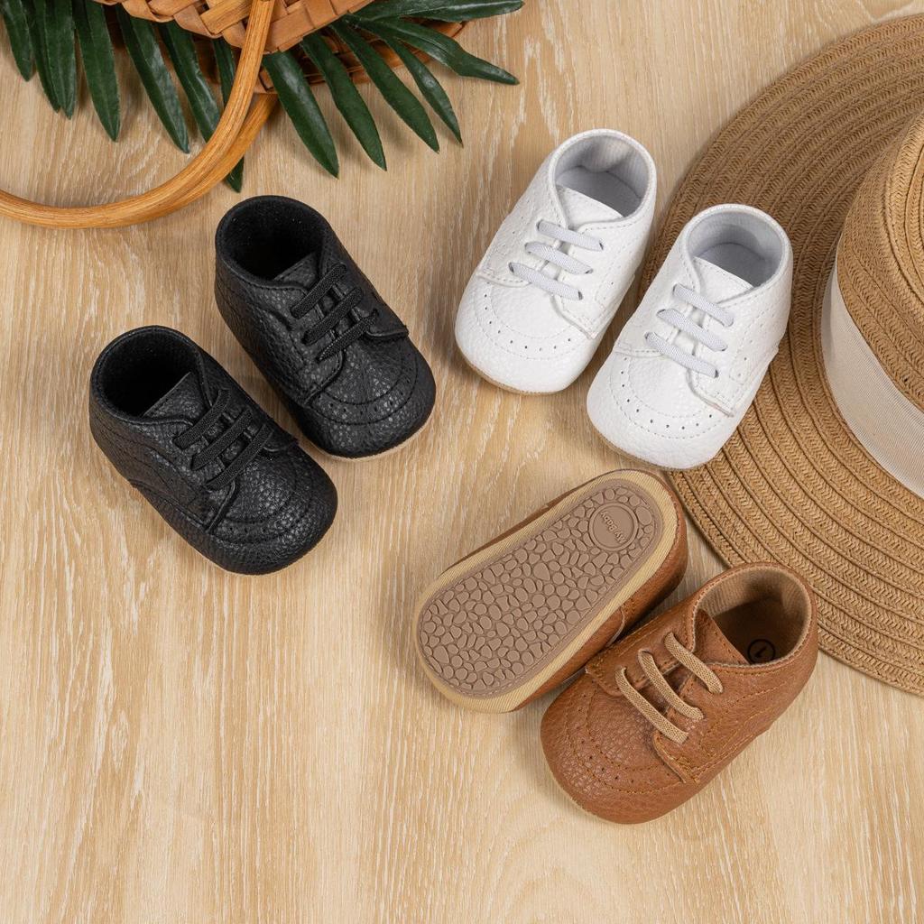 British Style PU Leather Baby Shoes for 0-1 Year Olds - Non-slip Soft Sole Walking Shoes