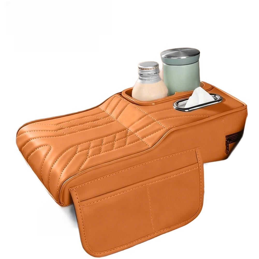 Car Armrest Box Height Increase Cushion Pad With Cup Holder & Storage Organizer Adjustable Automotive Interior Accessories