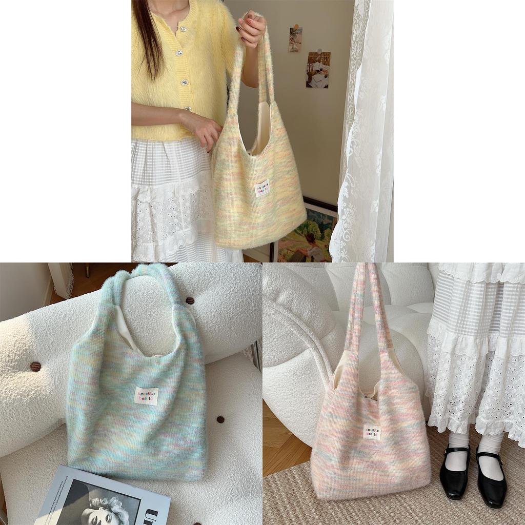 Cute Fuzzy Tote Bag For Autumn And Winter Large Capacity Canvas Single Shoulder Street Style