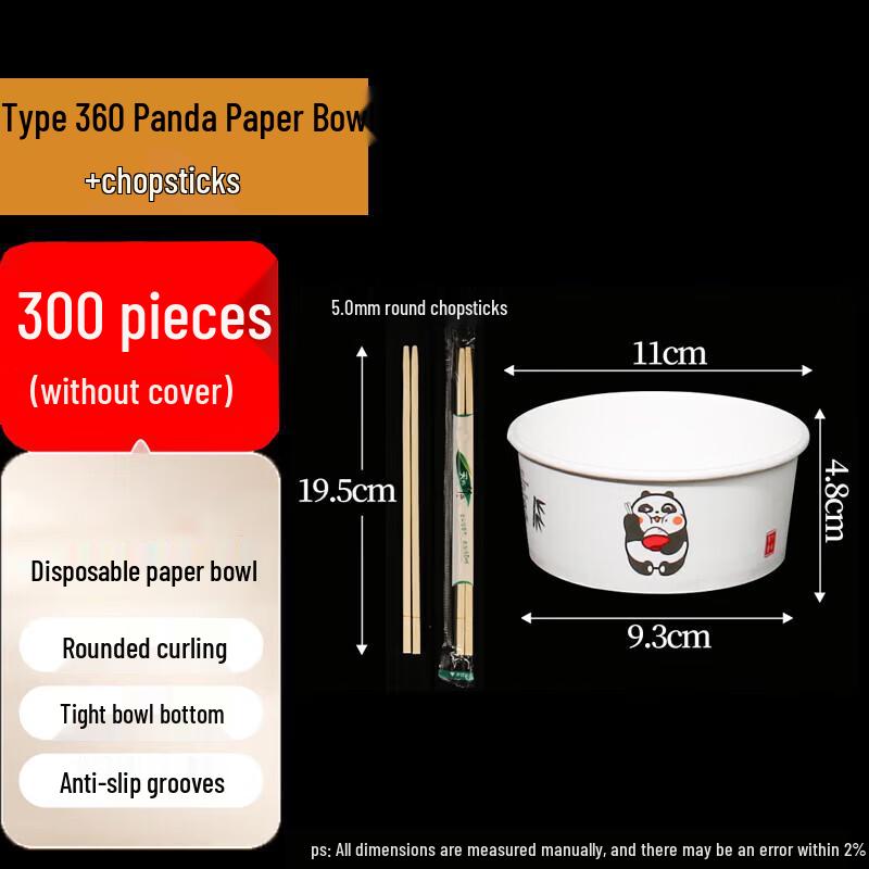 Leiwozi Disposable Panda Paper Bowls