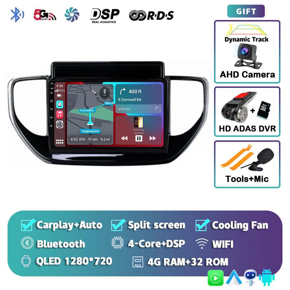 Android 14 Carplay Auto Car Radio For Hyundai Solaris 2 II 2020 2021 Multimedia Player Video Navigation Stereo WIFI+4G 2din DSP