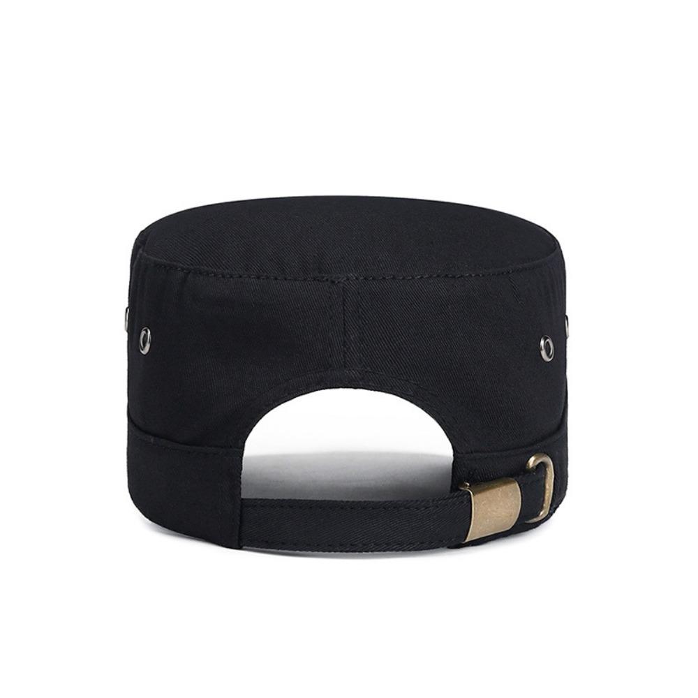 Solid Flat Top Hat Stars Sunshade Hat Breathable Cadet Hat Men Sunscrean