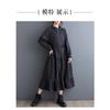New Loose Retro Fashion Pleated Splicing Mid-Length Zipper Style Dresses