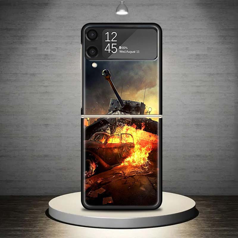 World of Tanks Phone Case For Samsung Galaxy Z Flip 7 6 5 4 3 5G Shockproof Cover Z Flip7 Flip6 ZFlip5 Flip3 Flip4 Luxury Shell
