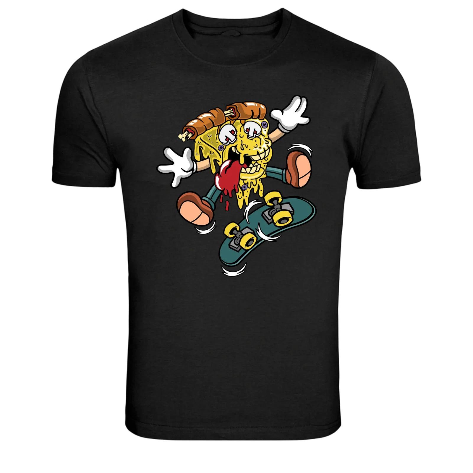 Zombie Pizza Skater Graphic T-Shirt Funny Skateboard Tee XL