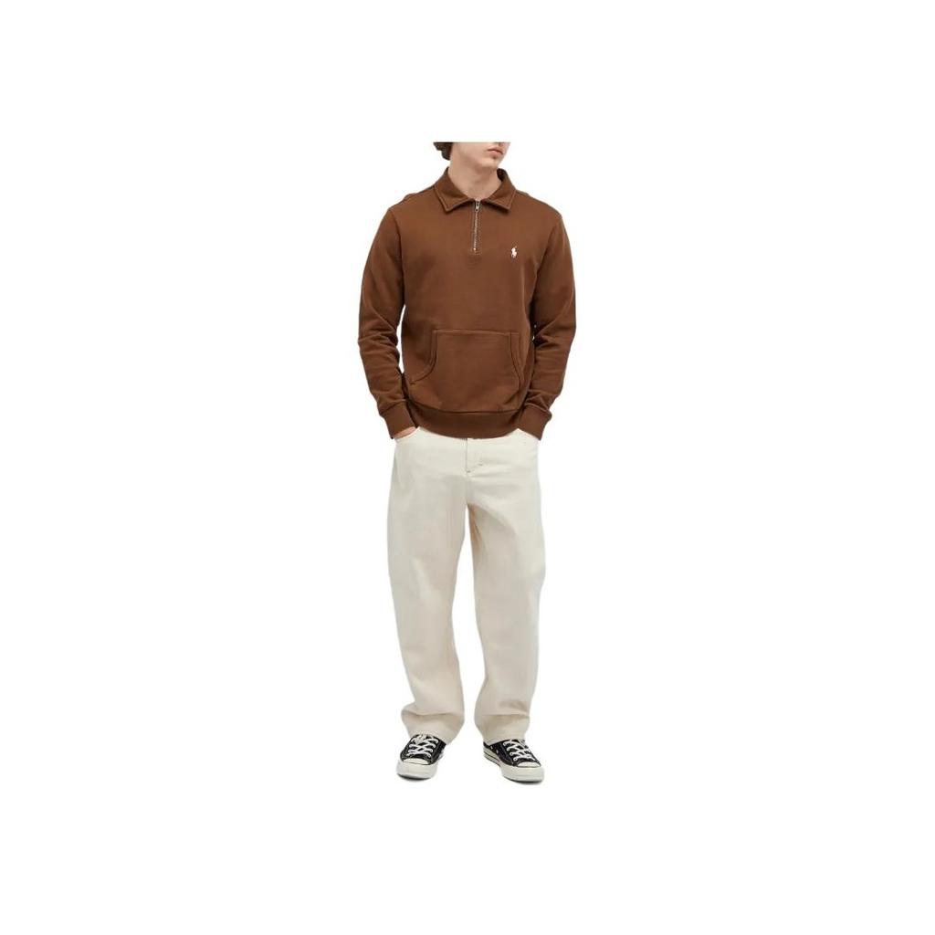 Polo Ralph Lauren Logo Embroidered Pullover Long Sleeve Sweatshirt Men Sweatshirt Light-Brown 710934601-008