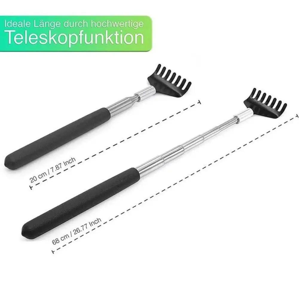 Teleskopický škrabadlo na záda, škrábadlo na záda, masážní přístroj na škrabadlo na záda, kovový nástroj z nerezové oceli s přepravní taškou