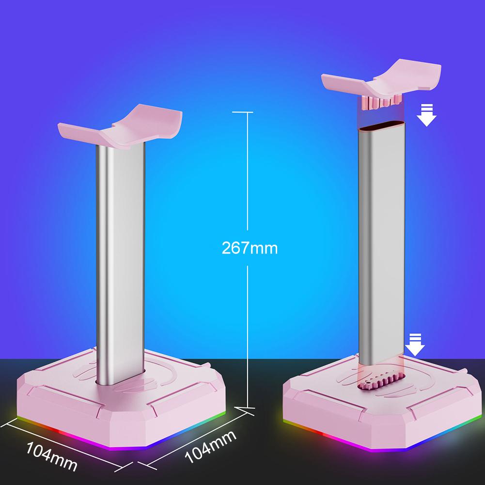 Headphone Stand Holder Rack RGB Backlight Head Mounted Headphone Stand Rack Desktop Organizer Vertical Bracket Hanger