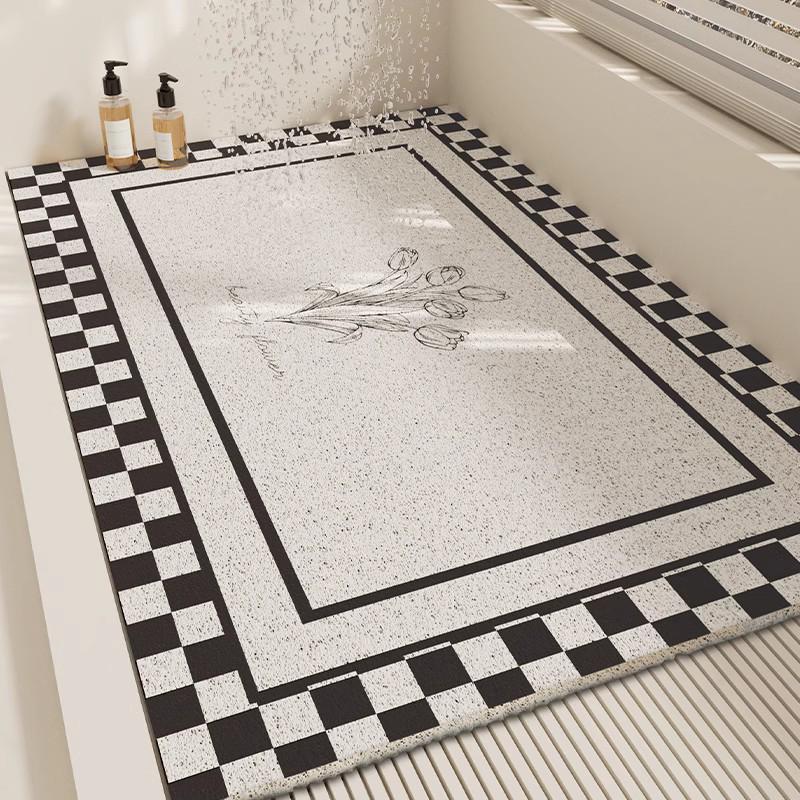 Modern Minimalist Anti-Slip Bathroom Silk Ring Mat - Cuttable, Dirt-Resistant, Hollow Drain Foot Pad