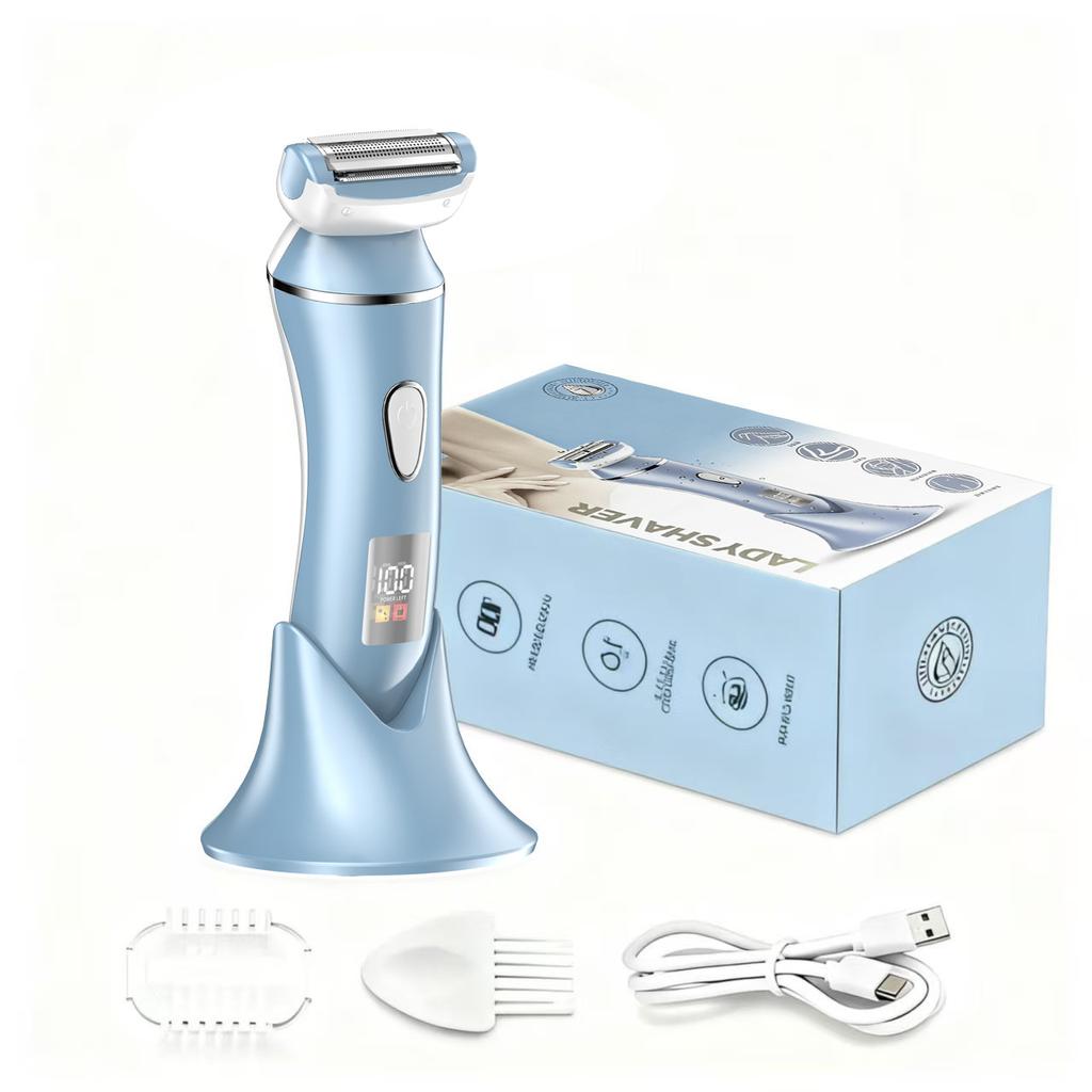 Rasoir Tondeuse Électrique 4-en-1 pour Femmes pour Bikini Aisselles Jambes Poils du Nez avec Brosse de Nettoyage, Rechargeable