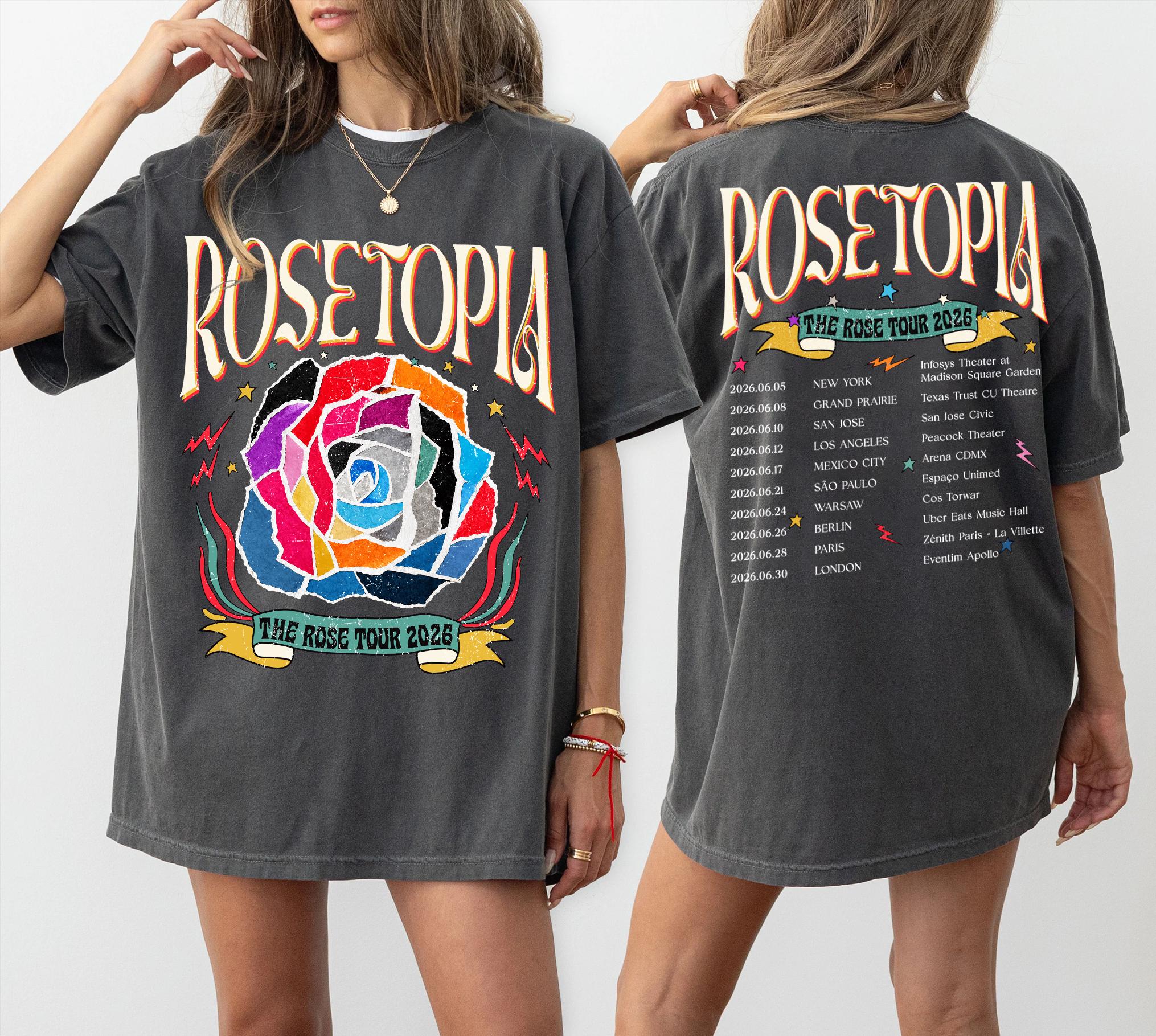 Футболка The Rose ROSETOPIA World Tour 2026 K-rock Оверсайз Винтажные футболки Город Роз 4XL