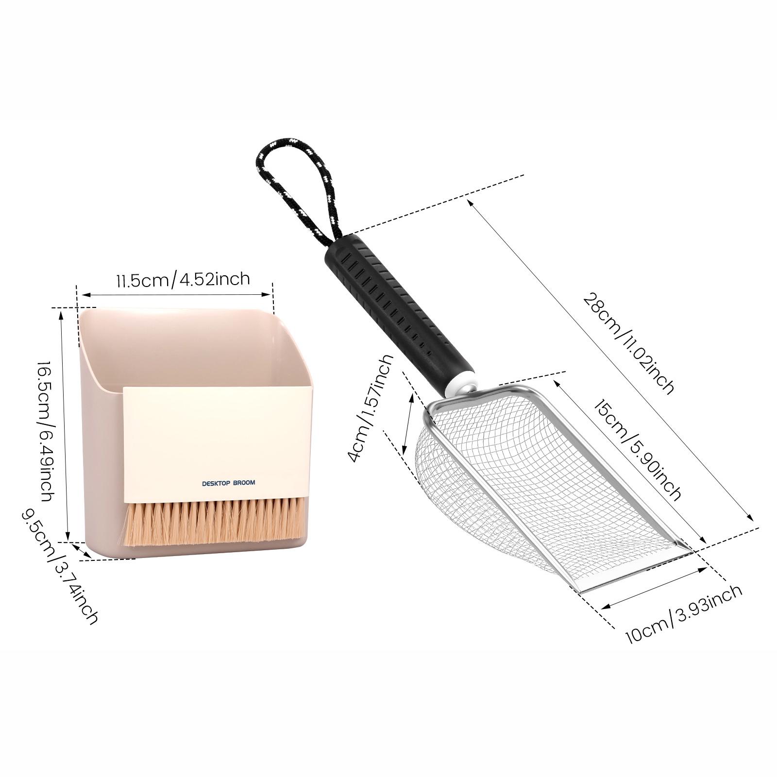

Stainless Steel Cat Litter Scooper Set with Small Broom and Dustpan Clean Non-Stick Shovel For Small Pets or Reptile Sand Waste
