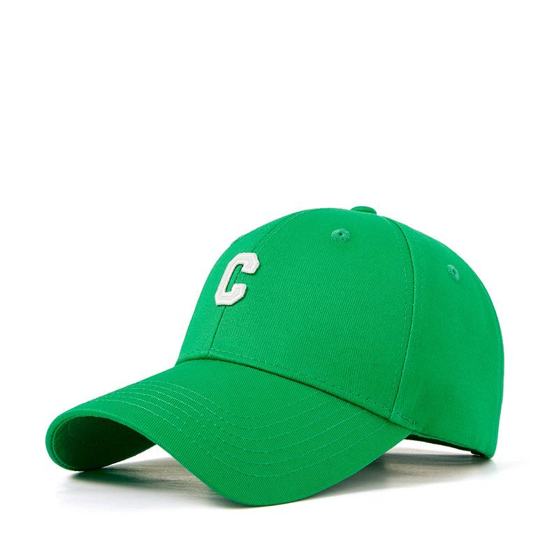 Fashion human Modieuze katoenen pet met geborduurde letter C voor heren en dames, outdoor vrijetijds veelzijdige pet met eendenbek M(56-59CM) groen