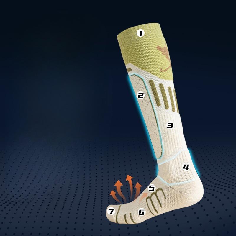 Skiing Calf Socks for Women, Thick and Warm In Winter with Towel Soles, Outdoor Hiking and Mountain Climbing Sports Stockings