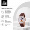 DISNEY Womens Mickey Mouse Analog-Quartz Watch Leather-Synthetic Strap Brown 18 (Model W002756)
