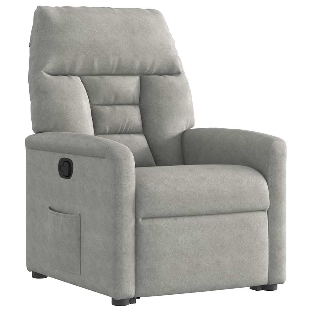 Recliner Chair with Lift Assist Light Gray Microfiber Fabric