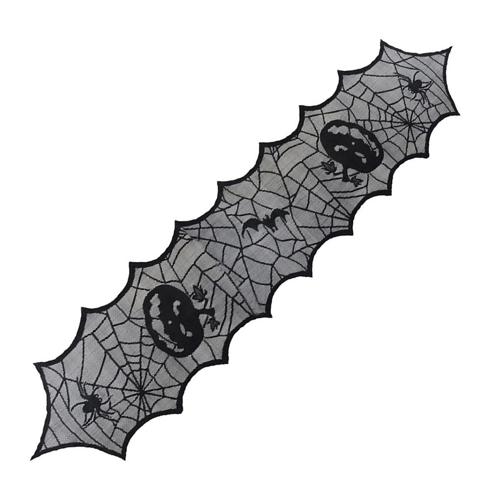 Halloween Style Horror Black Lace Table Cloth Elegant Dinning Tabletop Decoration For Home Hotel Shop