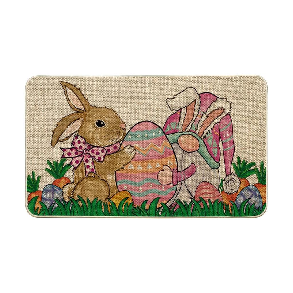 Happy Easter Welcome Doormat, Non- Fiber Carpet, Fun Easter Bunny Doormat