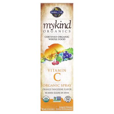 MyKind Organics, C Vitamini Organik Sprey, Portakal-Mandalina, 2 fl oz (58ml)