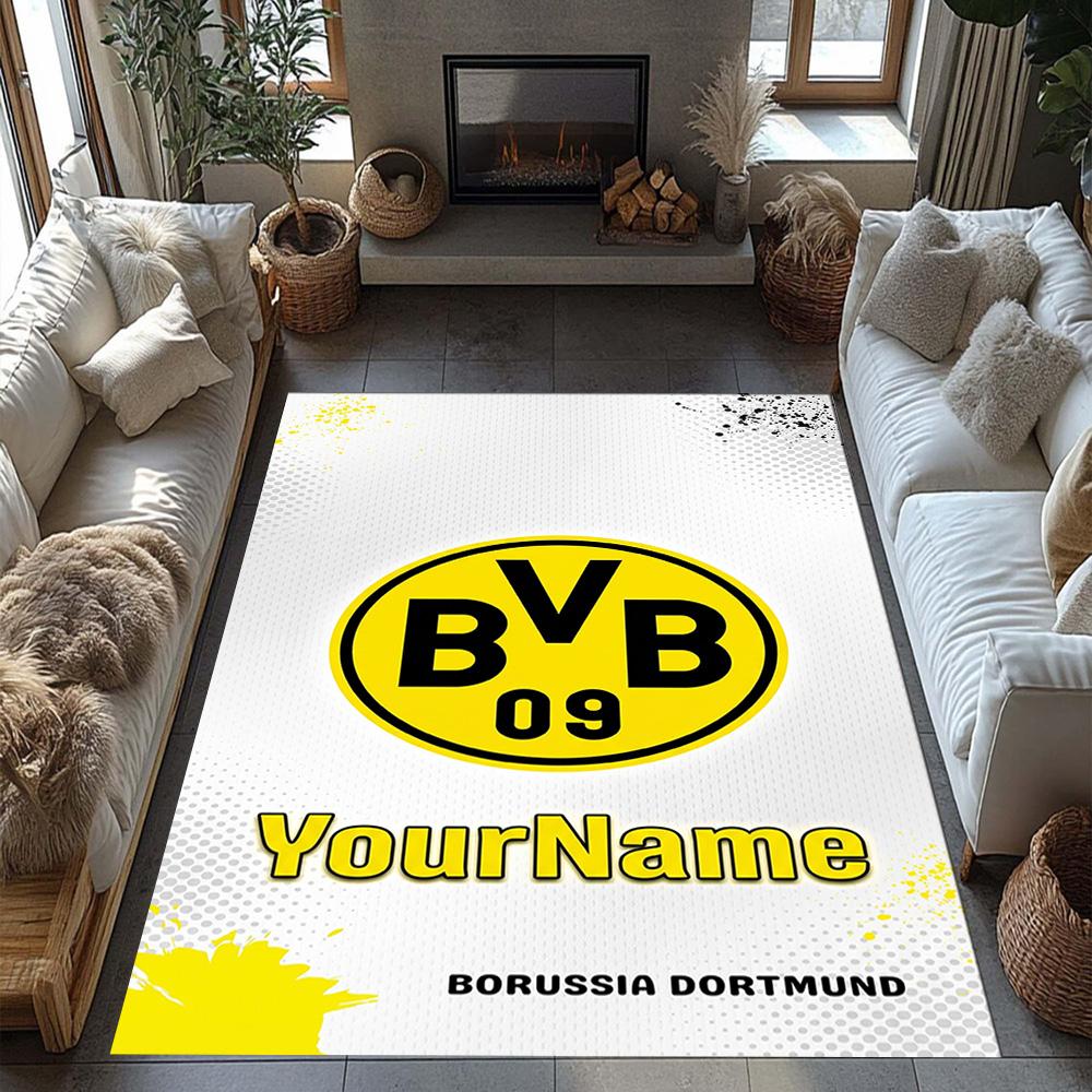 Borussia Dortmund Customize Your Name Floor Rug Office Rug Design for Dormitory Outdoor Playrooms Decorate Room Anti-slip Rug Decorate Offices