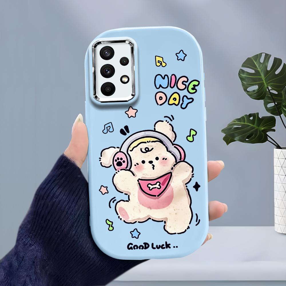 Жидкий силиконовый чехол для телефона с милой белой собакой для Samsung Galaxy S24 S23 S22 S21 S20 FE Plus Ultra Note 20 10 A51 A52 A54 A73, противоударный мягкий чехол Samsung S21 FE 5G синий