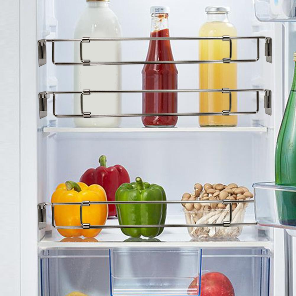 RV Refrigerator Bar Stainless Steel Adjustable Fridge Tension Rod Holds Food Drinks In Place,Tension-Style 35.5-65CM Kitchen Kit
