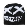 Halloween Y2K Knitted Hat Streetwear Black White Pullover Cap Jacquard Woolen Hat  Outdoor