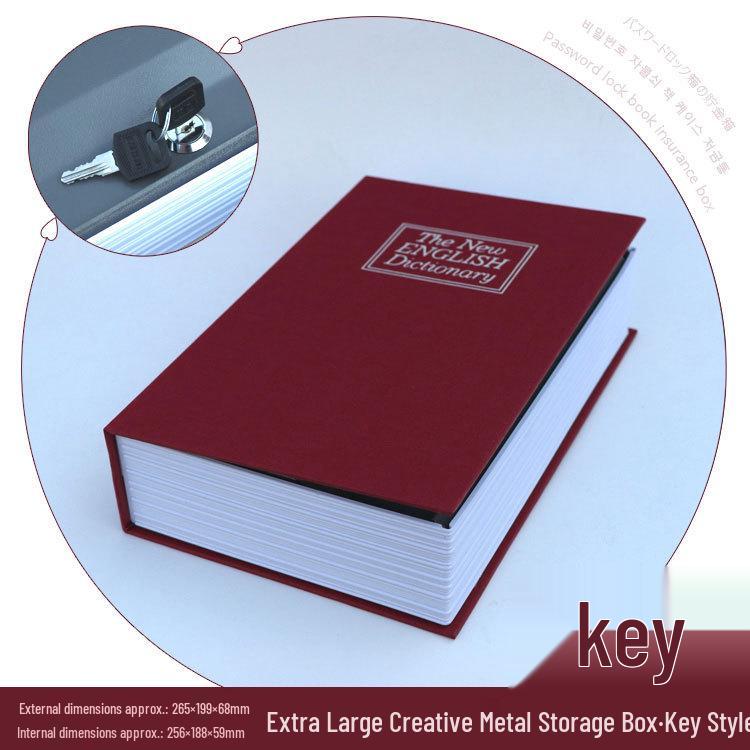 Lockable Metal Book Safe & Coin Bank with Combination Key
