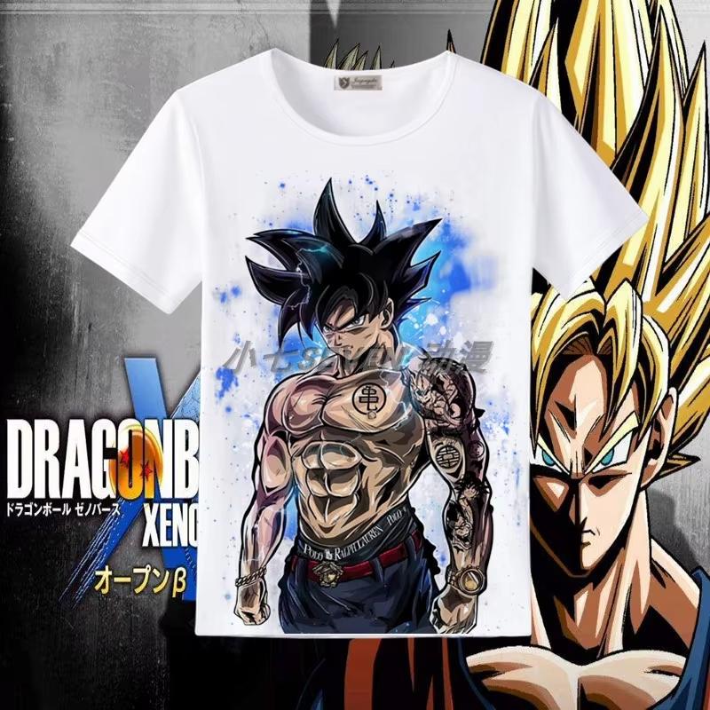 Dragon Ball Animation Derivatives Goku Vegeta Buu Frieza Printed Short Sleeve T-shirt Unisex's and Women's Fashion Cotton Top