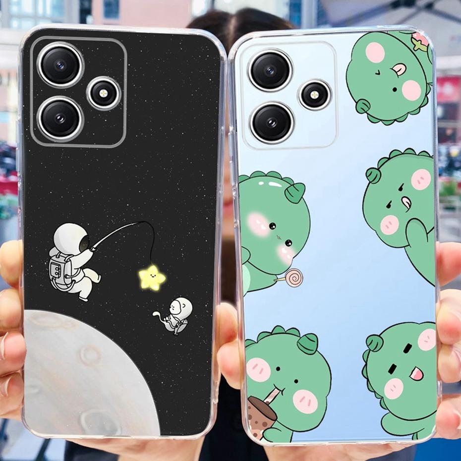 Cute Flower Cat Painted Case For Xiaomi Redmi 12 5G 2023 Soft Silicone TPU Back Cover For Redmi12 5G Global Phone Bumper