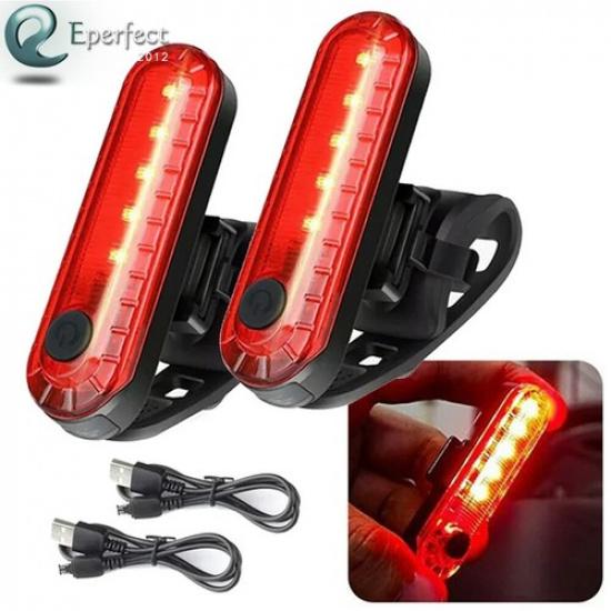 [2 Pack] Bike Rear Tail Light USB Rechargeable Cycling Safety Flashers Blinking