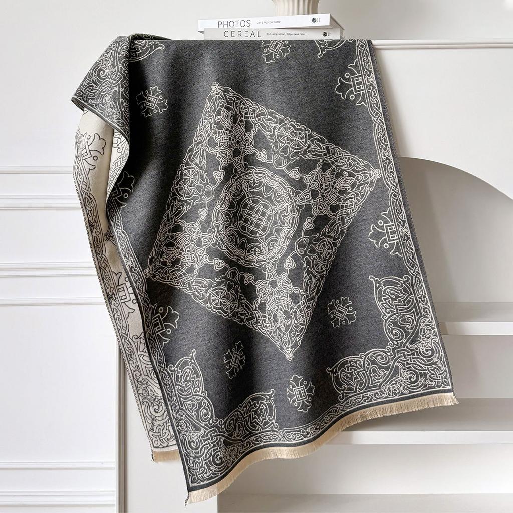 High-End Scarf Women'S Winter Imitation Cashmere Decorative Warm Air Conditioner Towel With Retro Thickened Travel Long Towel