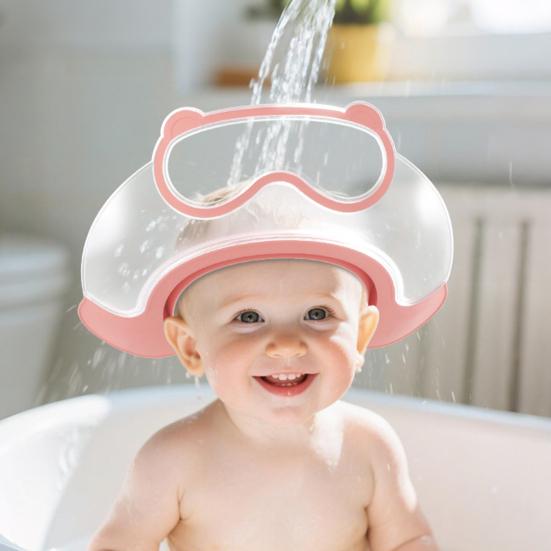 Bonnet de Lavage pour Bébé Imperméable Chapeau de Bain Bord en Silicone Sans BPA Qualité Alimentaire Bandeau Réglable Protection Douce pour Yeux Oreilles pour Bébés Jeunes Enfants Douche Douce