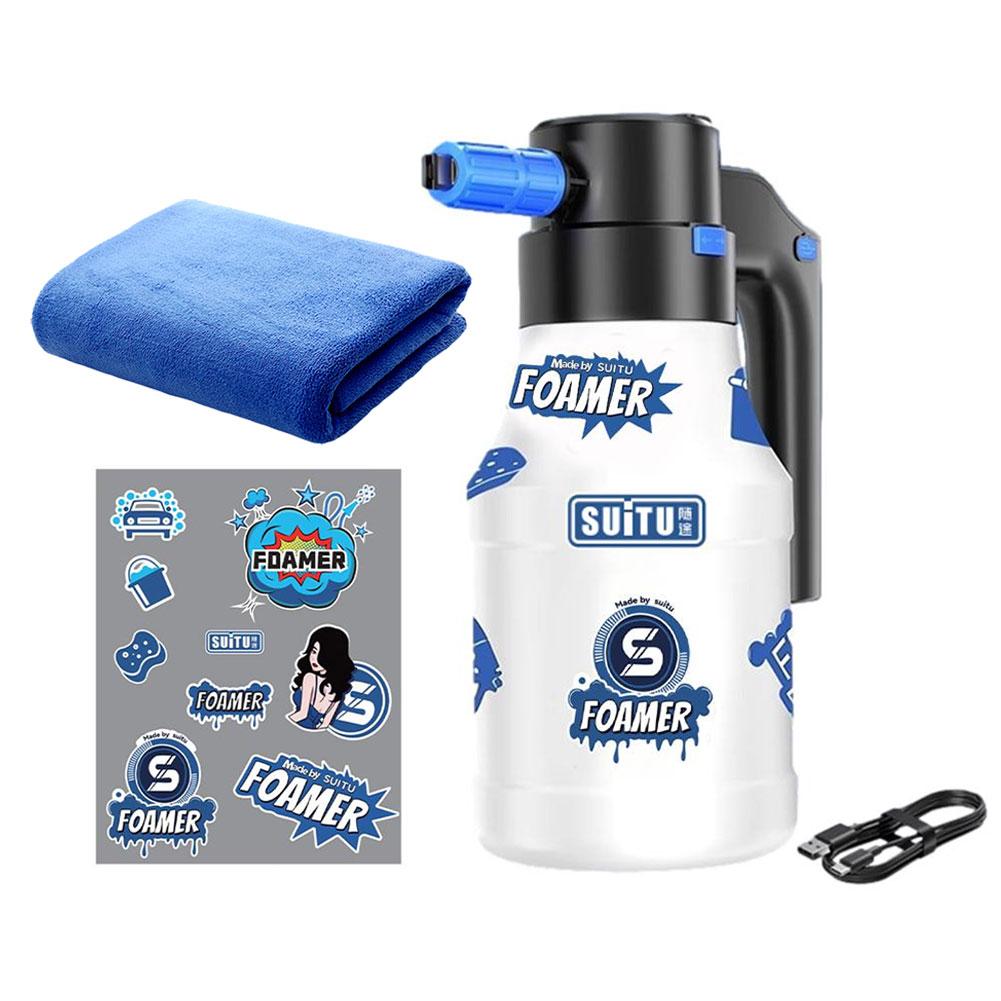 

1,5 л электрический пенный распылитель для мойки автомобиля, чистки мотоцикла, детализации, снежная пушка, водяной пистолет высокого давления, генератор, копье с полотенцем