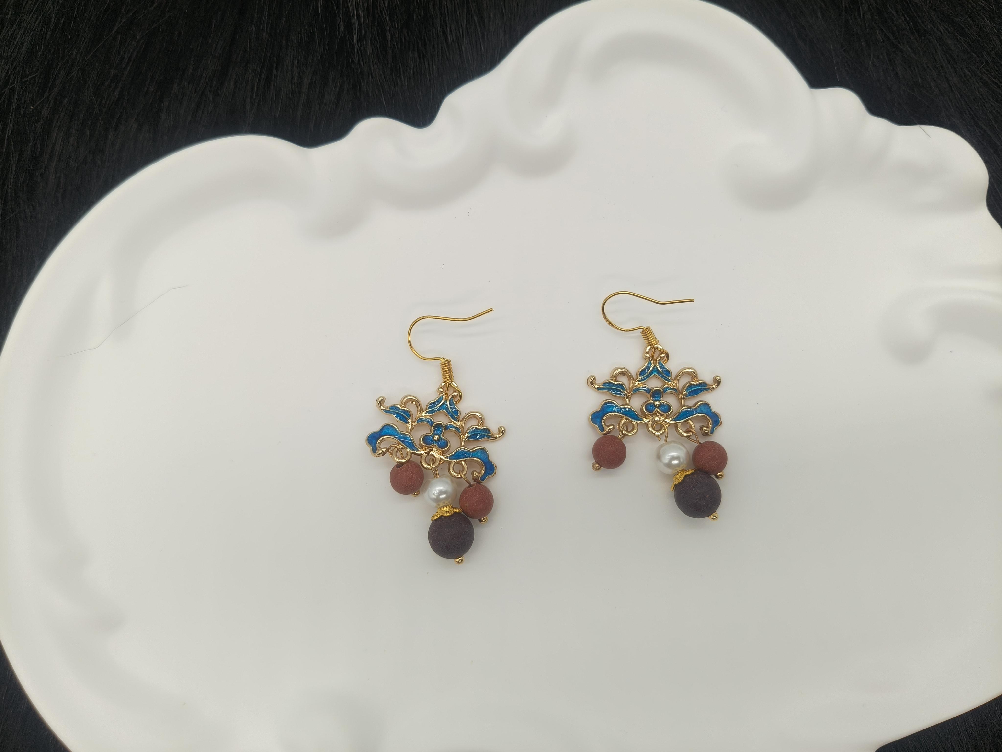 Brown-Purple Zen Calm Incense Earrings
