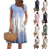 Women's Summer Fashion Casual Round Neck Short Sleeve Floral Print Dress