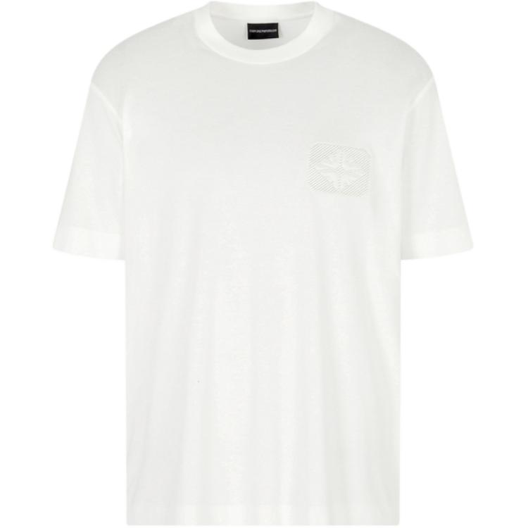 Emporio Armani FW25 Solid Lyocell Loose Fit Crew Neck Short Sleeve T-Shirt Men Tops White EM002938-AF18312-U0003 L