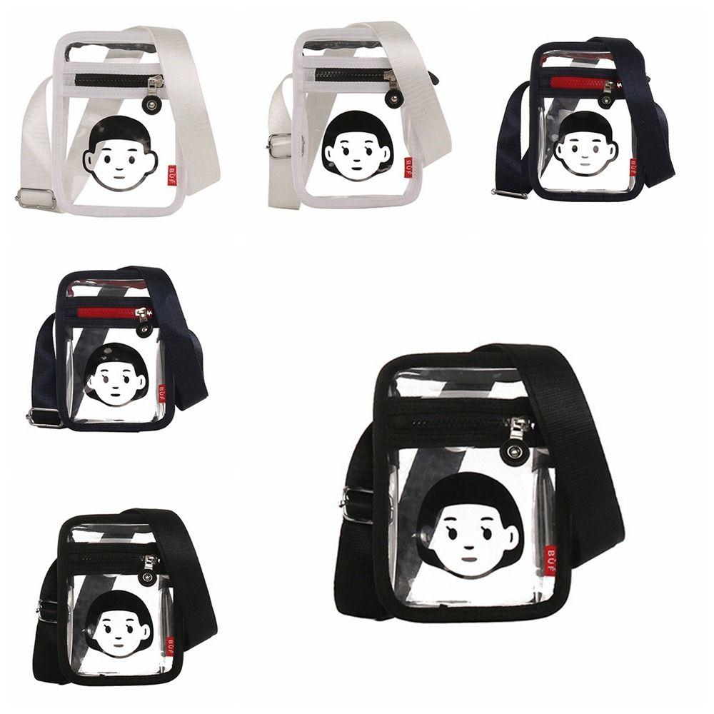 Printed Crossbody Bag Small Square Bag Couple Shoulder Bag Simple PVC Transparent Bag  Shopping