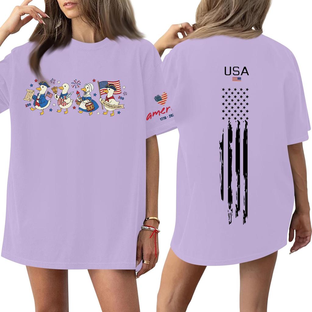 Women's Casual Fashion Round Neck Casual Print Short Sleeve T-Shirt Top