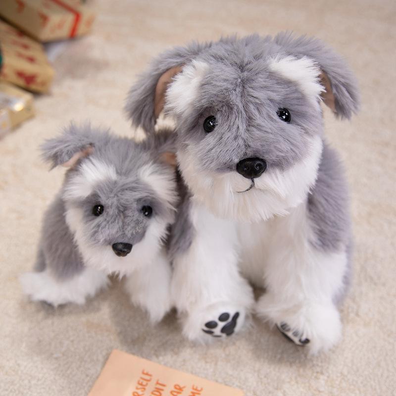 Cute simulation Schnauzer doll plush toy puppy dog doll children soothing rag doll girl birthday gift