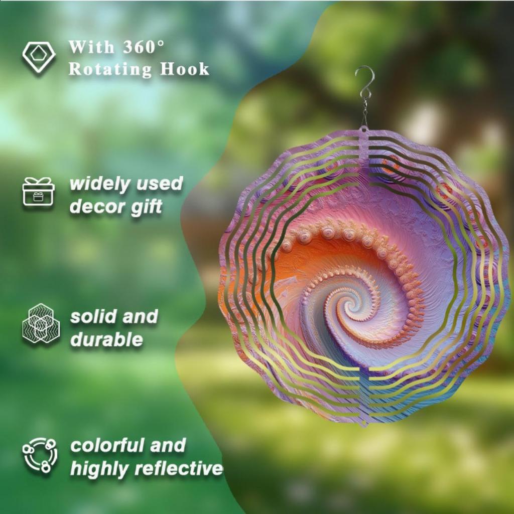 1pc 10-inch Metal Wind Spinner with 360° Hook, Artistic Rotating Wind Chime, Versatile Garden Hanging Decor for All Seasons, Ideal Gift for Friends