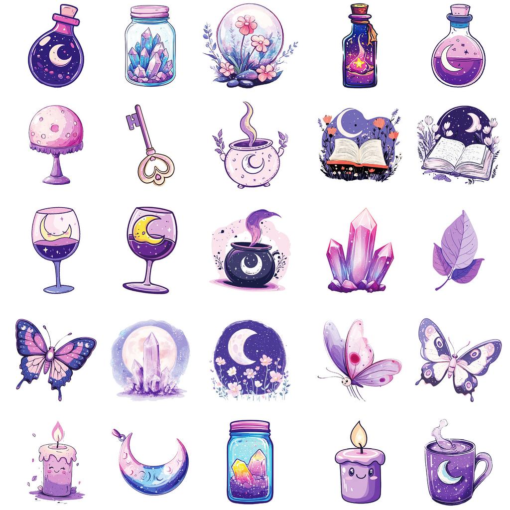 50 Magic Dream Moon Graffiti Stickers Diy Phone Case Guitar File Box Decoration